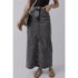 'Mobi' Raw Hem Midi Denim Skirt with Pockets - Celes Fashion